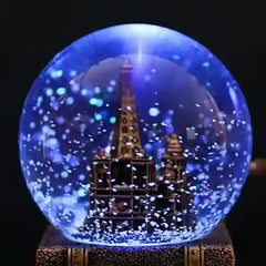 BABBAK’S LTD Retro Eiffel Tower Snow Globe with Lights, Music & Hourglass – Resin Desktop Decor