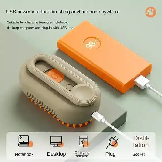 BABBAK'S LTD Pet Electric Spray Comb – Grooming & Massage for Cats & Dogs (Khaki/White)