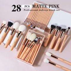 BABBAK'S LTD BEILI Premium Makeup Brush Set – 5‑28pcs Matte Pink & Rose Gold Professional Brushes for Face & Eyes