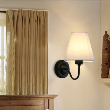 BABBAK'S LTD Retro Fabric Wall Lamp – E27 LED Light Fixture for Bedroom, Living Room & Hotel