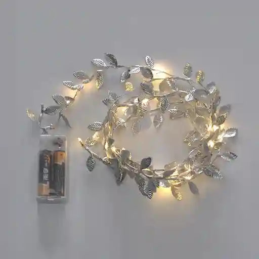 BABBAK'S LTD Golden Silver Leaf LED Fairy Lights – Battery Powered Decorative String Lights for Home & Events