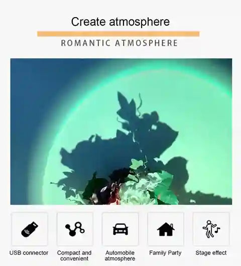 BABBAK'S LTD Mini RGB Sunset Projection Lamp – USB Atmosphere Night Light for Bedroom & Photography