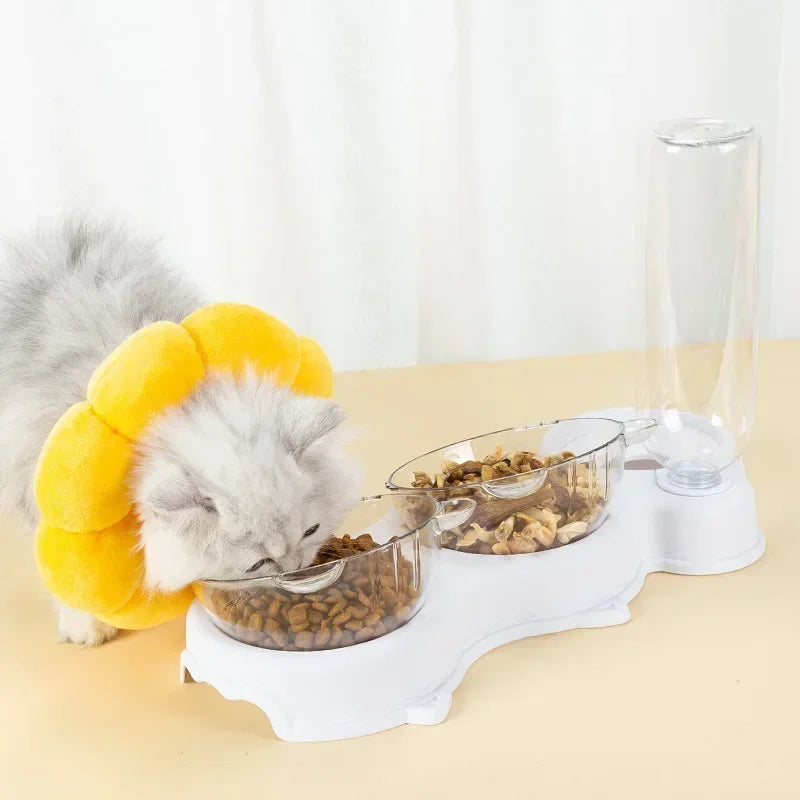 BABBAK'S LTD Pet Cat & Dog Feeding Bowl with Automatic Water Dispenser – Splash‑Proof & Neck Protection Design