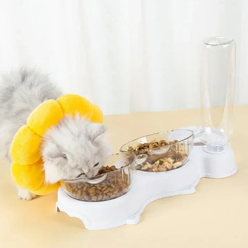 BABBAK'S LTD Pet Cat & Dog Feeding Bowl with Automatic Water Dispenser – Splash‑Proof & Neck Protection Design