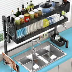 BABBAK'S LTD Multi‑Purpose Over‑Sink Dish Drying Rack – Stainless Steel Storage & Drainage Shelf