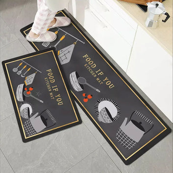 BABBAK'S LTD Anti‑Slip Waterproof Kitchen Mat – Fade‑Resistant Polyester Rug with Letter Pattern