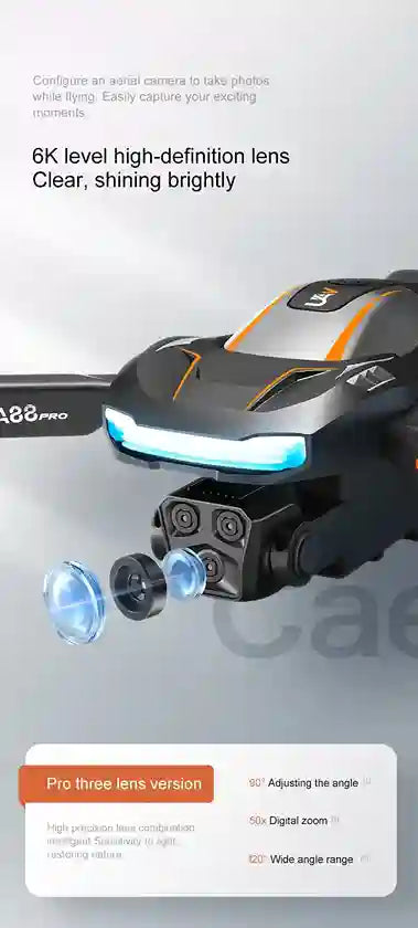 BABBAK’S LTD New A88 8K GPS Dual Camera Drone – 5G Obstacle Avoidance, 50X Zoom, Brushless Motor, 48-Min Flight