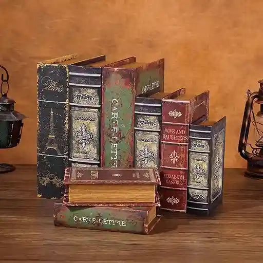 BABBAK'S LTD Vintage Wooden Fake Book Storage Box – Antique European Style, Handmade Hidden Organizer