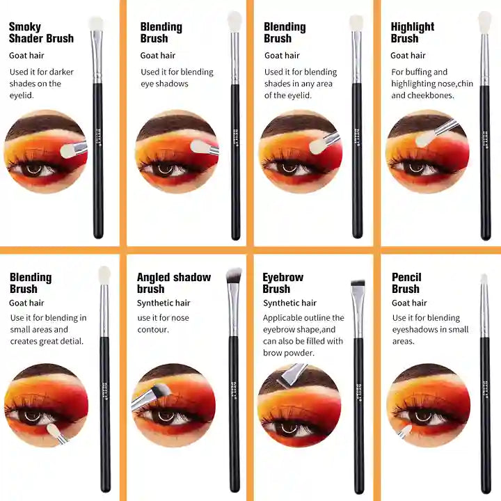 Eye Makeup Brushes 8 Piece Professional Set, BABBAK'S LTD