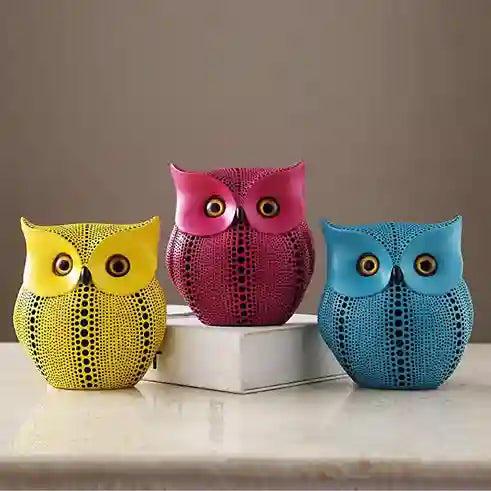 BABBAK'S LTD – MagiDeal Colorful Resin Owl Statue Figurine 13cm x 7cm x 15cm – Artistic Home & Office Decor Ornament