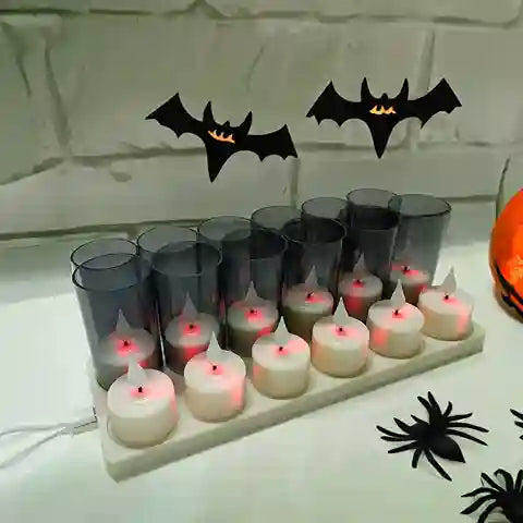 BABBAK'S LTD FREEPOWER Rechargeable LED Tea Candles – Flameless Dimmable Lights with Remote (5.5x4cm, Warm White, Black Cup)