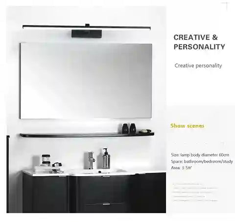 BABBAK’S LTD DAMIASMIL Modern LED Bathroom Mirror Lamp – Wall Mounted, Aluminum, Black/Ivory, Energy-Efficient Lighting