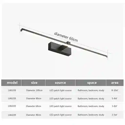 BABBAK’S LTD DAMIASMIL Modern LED Bathroom Mirror Lamp – Wall Mounted, Aluminum, Black/Ivory, Energy-Efficient Lighting