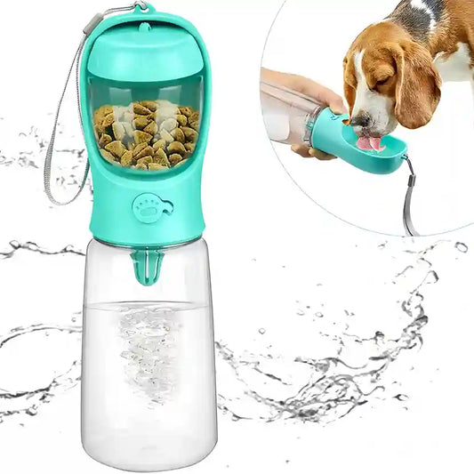 BABBAK'S LTD Portable Pet Water Bottle with Food Dispenser – Travel Dog & Cat Drinking Cup