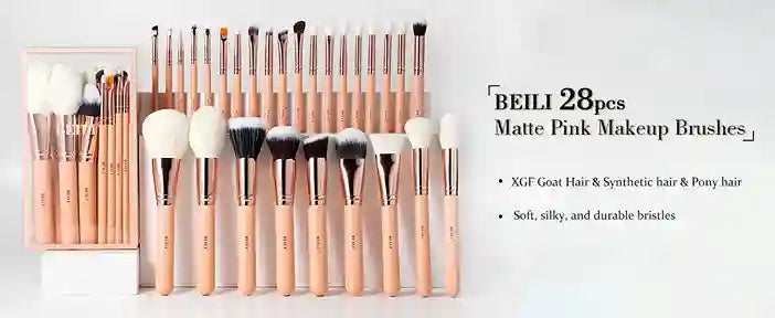 Pink Makeup Brush Set Professional 25 to 28 Piece, BABBAK'S LTD