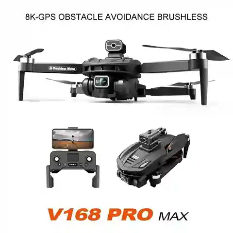 BABBAK'S LTD V168 8K Triple Camera Drone – GPS, Brushless Motors & 4-Way Obstacle Avoidance