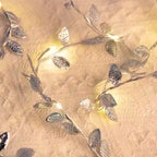 BABBAK'S LTD Golden Silver Leaf LED Fairy Lights – Battery Powered Decorative String Lights for Home & Events