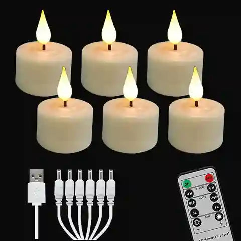 BABBAK'S LTD FREEPOWER Rechargeable LED Tea Candles – Flameless Dimmable Lights with Remote (5.5x4cm, Warm White, Black Cup)