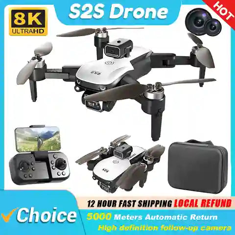 BABBAK'S LTD KBDFA S2S Mini Drone – Foldable Obstacle Avoidance Drone with 4K/8K HD Camera