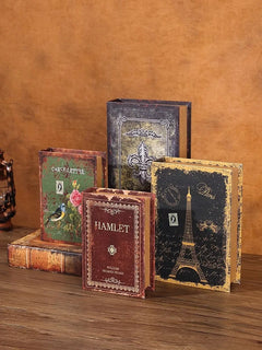 BABBAK'S LTD Vintage Wooden Fake Book Storage Box – Antique European Style, Handmade Hidden Organizer