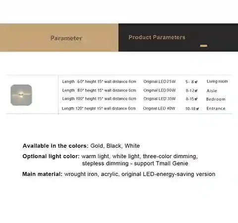 BABBAK’S LTD DARHYN Minimalist LED Strip Wall Lamp – Modern Dimmable Lighting, Multiple Sizes & Colors, Iron + Acrylic for Home Decor