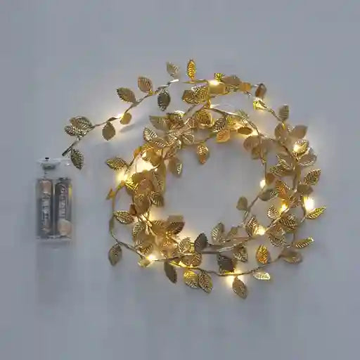 BABBAK'S LTD Golden Silver Leaf LED Fairy Lights – Battery Powered Decorative String Lights for Home & Events