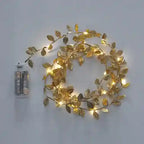 BABBAK'S LTD Golden Silver Leaf LED Fairy Lights – Battery Powered Decorative String Lights for Home & Events