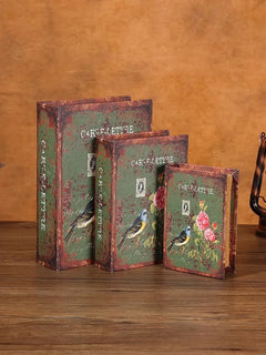 BABBAK'S LTD Vintage Wooden Fake Book Storage Box – Antique European Style, Handmade Hidden Organizer