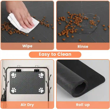 BABBAK'S LTD Absorbent Pet Feeding Mat – Quick‑Dry Food & Water Bowl Placemat with Waterproof Backing