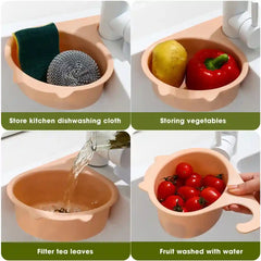 BABBAK'S LTD HARKO Kitchen Sink Drain Basket – Faucet Filter Shelf & Wet‑Dry Separation Organizer