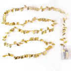 BABBAK'S LTD Golden Silver Leaf LED Fairy Lights – Battery Powered Decorative String Lights for Home & Events