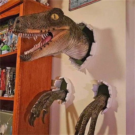 1 Piece Velociraptor Statue Wall Resin Mount Dinosaur