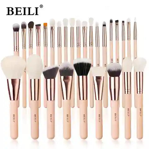 BABBAK'S LTD BEILI Premium Makeup Brush Set – 5‑28pcs Matte Pink & Rose Gold Professional Brushes for Face & Eyes