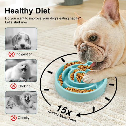 BABBAK'S LTD Non‑Slip Pet Slow Feeder Bowl – Durable Dog & Cat Food Dish for All Pet Sizes