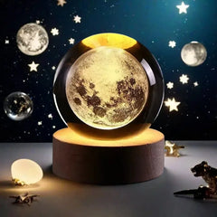 BABBAK'S LTD 3D Solar System Crystal Ball with LED Light – Glass Planet Model Night Lamp