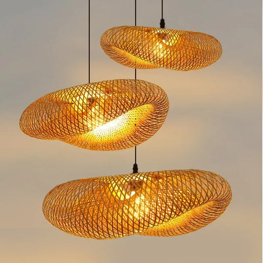 Bamboo Hand Weaving Pendant Light LED Ceiling Lamp