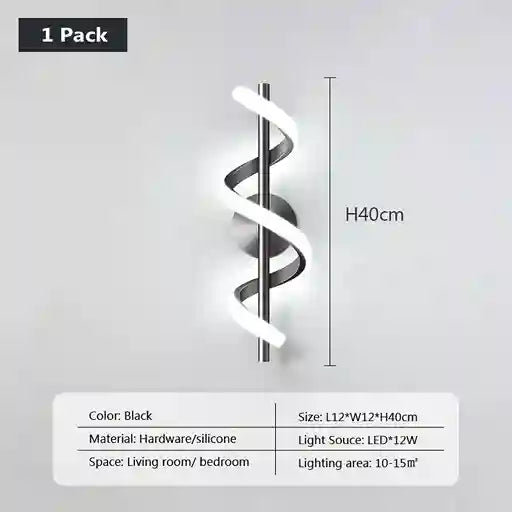 BABBAK'S LTD DARHYN Three Curved Lines LED Wall Lamp – Modern Dimmable Aluminum & Acrylic Light for Bedroom, Living Room, Dining Area (Black/White)