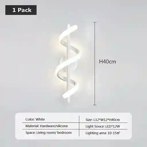 BABBAK'S LTD DARHYN Three Curved Lines LED Wall Lamp – Modern Dimmable Aluminum & Acrylic Light for Bedroom, Living Room, Dining Area (Black/White)