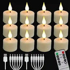 BABBAK'S LTD FREEPOWER Rechargeable LED Tea Candles – Flameless Dimmable Lights with Remote (5.5x4cm, Warm White, Black Cup)