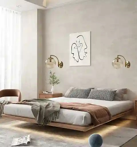 BABBAK'S LTD LZPZ RUI Modern Wall Lamps – Elegant LED Lighting for Bedroom & Hallway (Metal + Glass, Blue/Gray/Green)