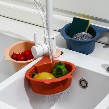 BABBAK'S LTD HARKO Kitchen Sink Drain Basket – Faucet Filter Shelf & Wet‑Dry Separation Organizer