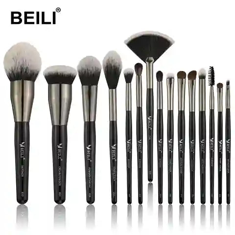 Set of BEILI makeup brushes on a white background