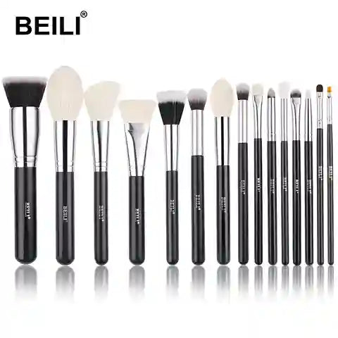 Set of BEILI makeup brushes on a white background