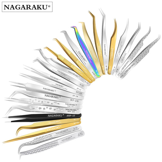 Set of Nagaraku tweezers on a white background