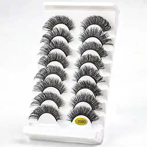 Set of false eyelashes in a packaging case on a white background