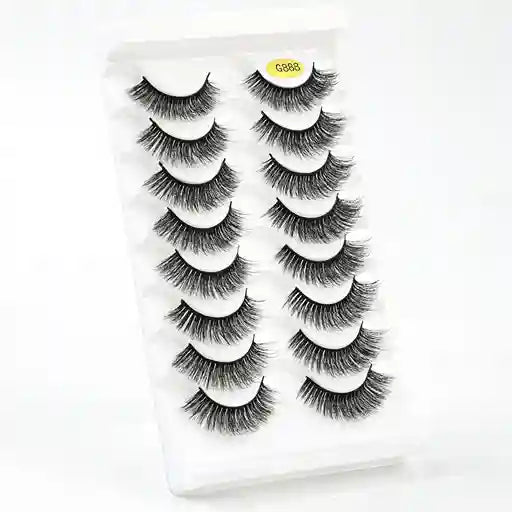 Set of false eyelashes on a white card with a visible brand label.