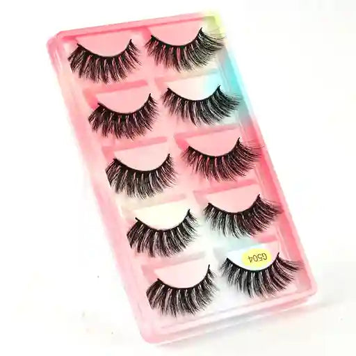 Set of false eyelashes in a colorful packaging case on a white background