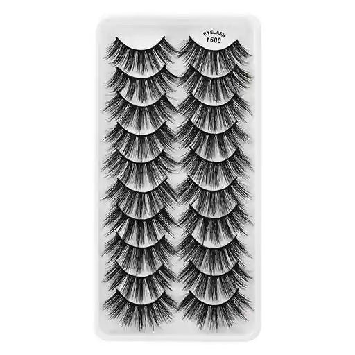 Set of false eyelashes on a clear card with brand name.