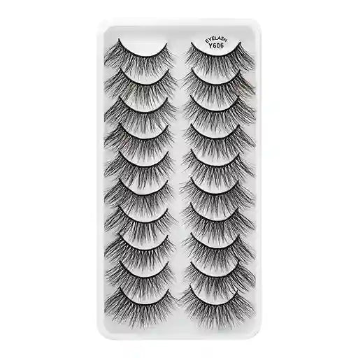 Set of false eyelashes on a white card with brand name.