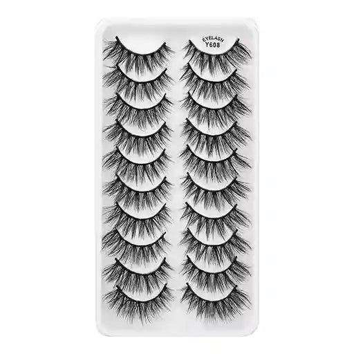 Set of false eyelashes on a white card with visible brand name with label 